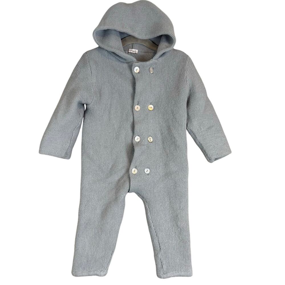 Mebi Baby Seed Stitch Knit Pram Suit Romper Hood One Piece Sweater 24 Months